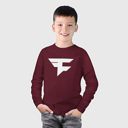 Лонгслив хлопковый детский FAZE Symbol, цвет: меланж-бордовый — фото 2