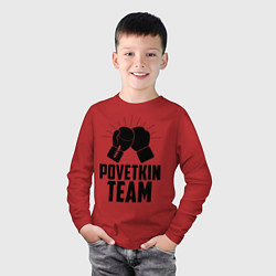 Лонгслив хлопковый детский Povetkin Team, цвет: красный — фото 2