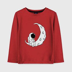 Лонгслив хлопковый детский Космонавт на Луне, цвет: красный
