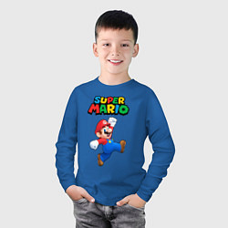 Лонгслив хлопковый детский Super Mario, цвет: синий — фото 2