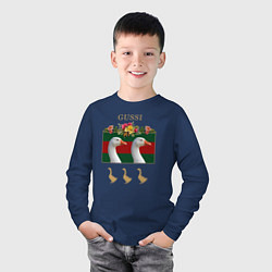 Лонгслив хлопковый детский GUSSI: Flowers Style, цвет: тёмно-синий — фото 2