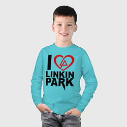 Лонгслив хлопковый детский I love Linkin Park, цвет: бирюзовый — фото 2