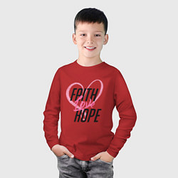 Лонгслив хлопковый детский Faith Love Hope, цвет: красный — фото 2