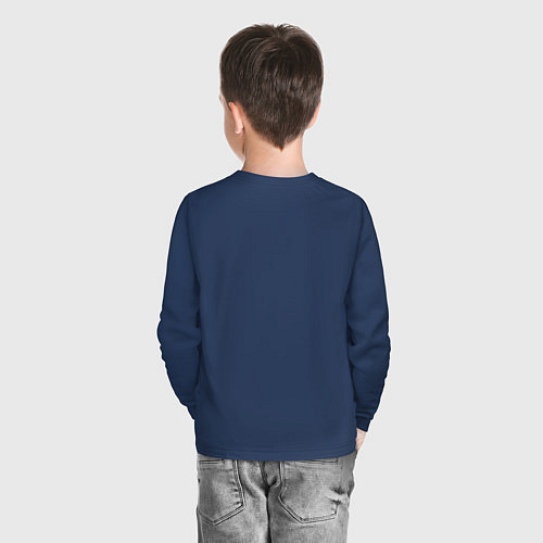 Детский лонгслив Хаски в свитере / Тёмно-синий – фото 4