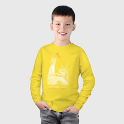 Лонгслив хлопковый детский Статуя свободы цвета желтый — фото 2