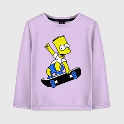 Лонгслив хлопковый детский Барт на скейте, цвет: лаванда
