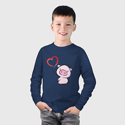 Лонгслив хлопковый детский Pig Love, цвет: тёмно-синий — фото 2
