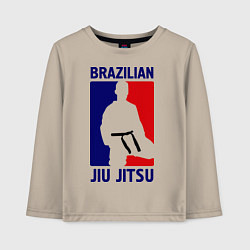 Лонгслив хлопковый детский Brazilian Jiu jitsu, цвет: миндальный