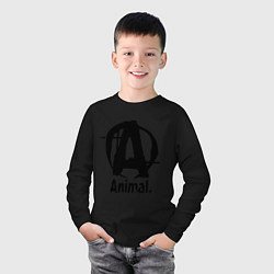 Лонгслив хлопковый детский Animal Logo, цвет: черный — фото 2