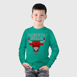 Лонгслив хлопковый детский Gangsta Bulls, цвет: зеленый — фото 2