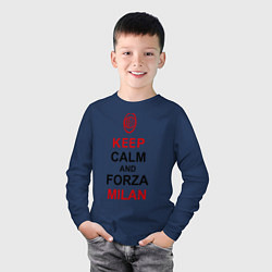 Лонгслив хлопковый детский Keep Calm & Forza Milan, цвет: тёмно-синий — фото 2