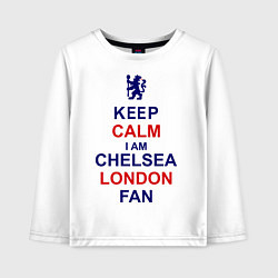 Лонгслив хлопковый детский Keep Calm & Chelsea London fan, цвет: белый