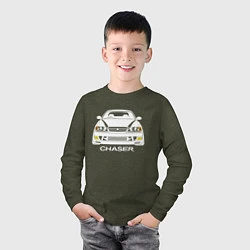 Лонгслив хлопковый детский Toyota Chaser JZX100, цвет: меланж-хаки — фото 2