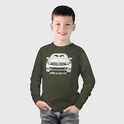 Лонгслив хлопковый детский Honda Accord 8, цвет: меланж-хаки — фото 2
