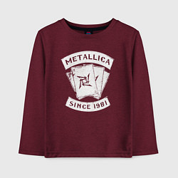 Лонгслив хлопковый детский Metallica Since 1981, цвет: меланж-бордовый