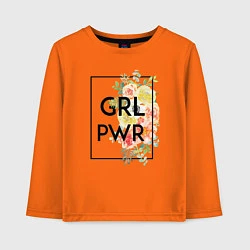 Лонгслив хлопковый детский GRL PWR, цвет: оранжевый