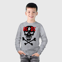 Лонгслив хлопковый детский AC/DC Skull, цвет: меланж — фото 2