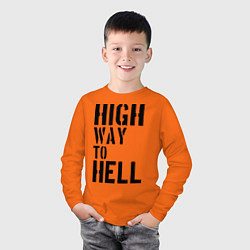 Лонгслив хлопковый детский High way to hell, цвет: оранжевый — фото 2