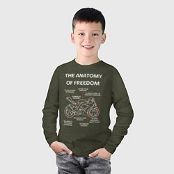 Лонгслив хлопковый детский The Anatomy of Freedom, цвет: меланж-хаки — фото 2