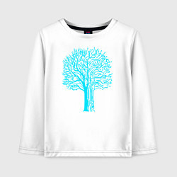 Лонгслив хлопковый детский Cyberpunk 2077: Blue Tree, цвет: белый