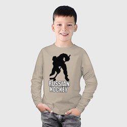 Лонгслив хлопковый детский Russian Black Hockey, цвет: миндальный — фото 2