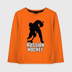 Лонгслив хлопковый детский Russian Black Hockey, цвет: оранжевый