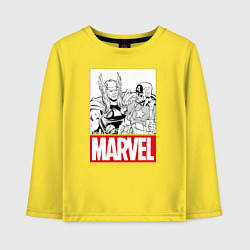 Лонгслив хлопковый детский Thor & Captain America цвета желтый — фото 1