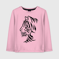 Лонгслив хлопковый детский Тигр тату цвета светло-розовый — фото 1