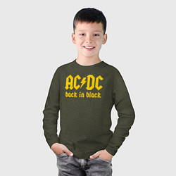 Лонгслив хлопковый детский ACDC BACK IN BLACK, цвет: меланж-хаки — фото 2