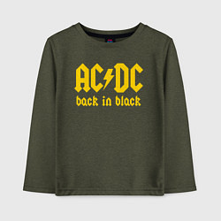 Лонгслив хлопковый детский ACDC BACK IN BLACK, цвет: меланж-хаки