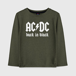 Лонгслив хлопковый детский ACDC BACK IN BLACK, цвет: меланж-хаки