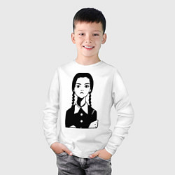 Лонгслив хлопковый детский Wednesday Addams, цвет: белый — фото 2