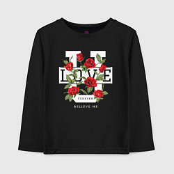 Лонгслив хлопковый детский Love u forever flowers, цвет: черный