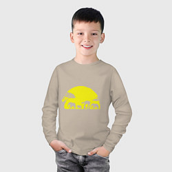 Лонгслив хлопковый детский Слоники на закате, цвет: миндальный — фото 2