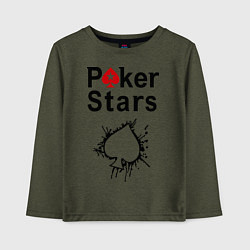 Лонгслив хлопковый детский Poker Stars, цвет: меланж-хаки