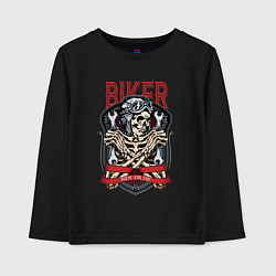 Лонгслив хлопковый детский Cool biker Skull, цвет: черный