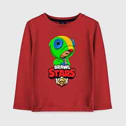 Лонгслив хлопковый детский BRAWL STARS LEON БРАВЛ СТАРС ЛЕОН, цвет: красный