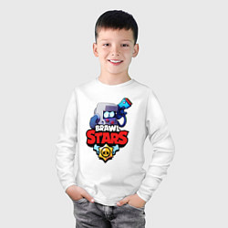 Лонгслив хлопковый детский BRAWL STARS 8-BIT, цвет: белый — фото 2