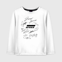 Лонгслив хлопковый детский Ateez автографы, цвет: белый