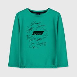 Лонгслив хлопковый детский Ateez автографы, цвет: зеленый