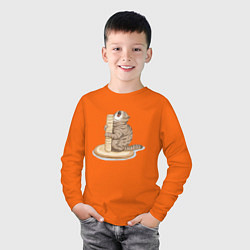 Лонгслив хлопковый детский Орущий Кот, цвет: оранжевый — фото 2