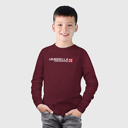 Лонгслив хлопковый детский UMBRELLA CORP, цвет: меланж-бордовый — фото 2