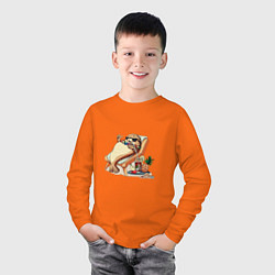 Лонгслив хлопковый детский Отдыхай как тюлень, цвет: оранжевый — фото 2