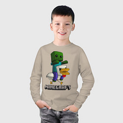 Лонгслив хлопковый детский MINECRAFT, цвет: миндальный — фото 2