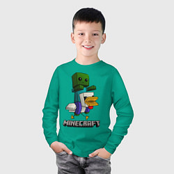 Лонгслив хлопковый детский MINECRAFT, цвет: зеленый — фото 2