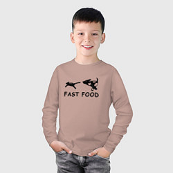 Лонгслив хлопковый детский Fast food черный, цвет: пыльно-розовый — фото 2