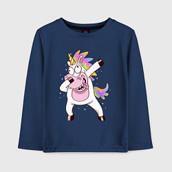 Лонгслив хлопковый детский Dabbing Unicorn, цвет: тёмно-синий