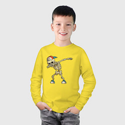 Лонгслив хлопковый детский Dab Skeleton, цвет: желтый — фото 2