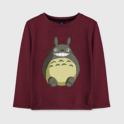 Лонгслив хлопковый детский Тоторо, цвет: меланж-бордовый