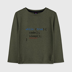 Лонгслив хлопковый детский Code - sleep, цвет: меланж-хаки